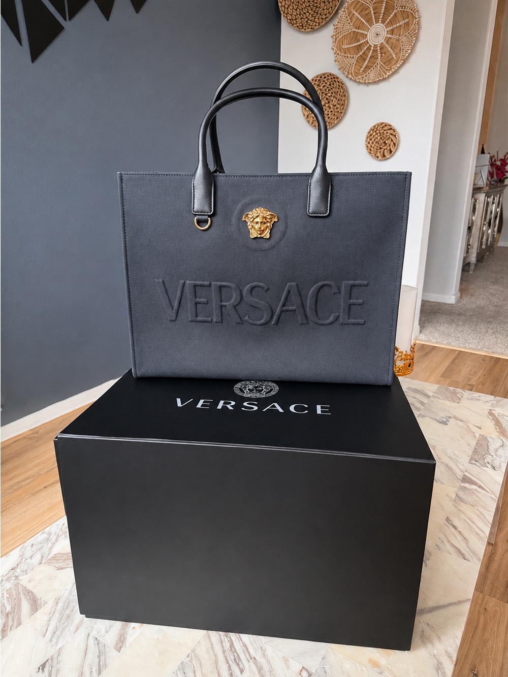 Versace “La Medusa” Logo Canvas Tote Bag